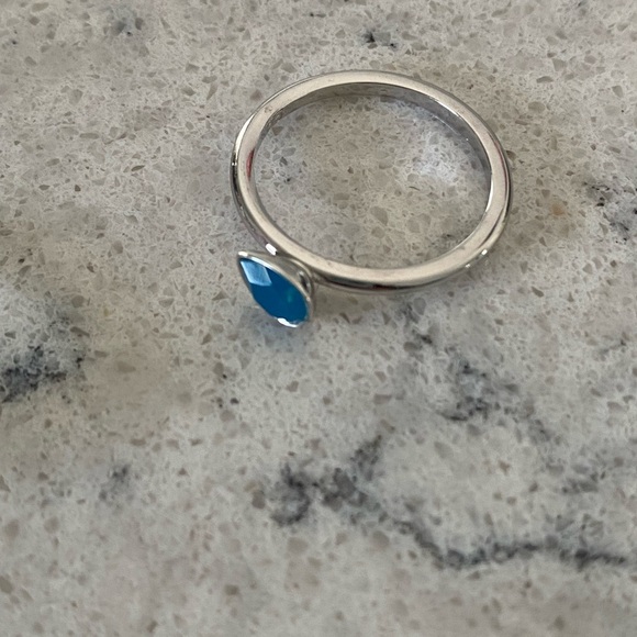 Swarovski Three Ring Set with Teal and Clear Accents Size 55 - Picture 4 of 7